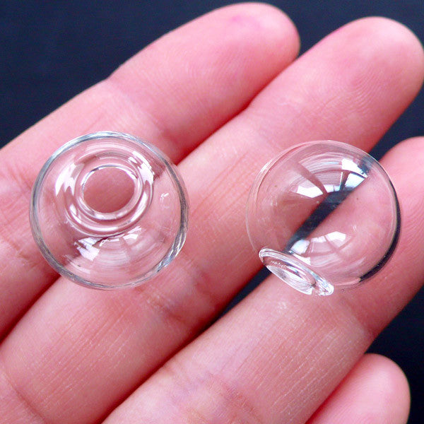 16mm Glass Ball | Clear Glass Orb | Small Glass Bubble | Handmade Glass Globe Supplies | Terrarium Jewellery & Charm Making (2pcs)