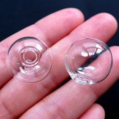 18mm Glass Orb | Clear Glass Bubble | Small Glass Globe | Handmade Glass Ball Supplies | Terrarium Charm & Jewelry Making (2pcs)