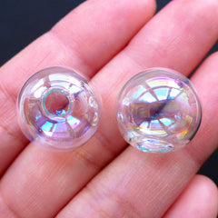 16mm Glass Globe Pendant Making | Glass Ball Necklace DIY | Transparent Glass Orb | Hollow Glass Bubble | Terrarium Earring Components (2pcs / AB Clear)