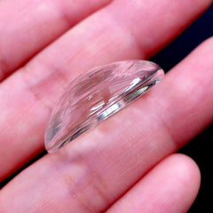 Flat Glass Dome Bubble in 25mm | Transparent Hollow Glass Bubble with One Hole | Terrarium Ring & Hair Accessory Making | Earring Components (2pcs)