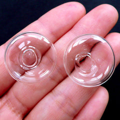 Round Flat Glass Bubble in 22mm | Transparent Glass Bottle Vial | Bubble Ring Making | Terrarium Findings (2pcs)