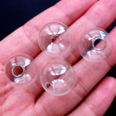 16mm Glass Orb | Hollow Glass Ball Pendant DIY | Glass Globe Necklace Making | Clear Glass Bubble Earring Components | Terrarium & Memory Jewellery Findings (4pcs)