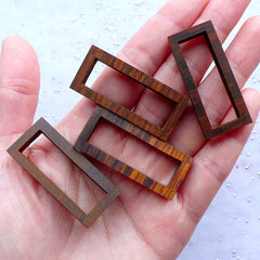 Rectangular Open Bezel | Wood Resin Jewelry Making | Wooden Frame for Epoxy Resin Craft | Geometry Jewellery DIY (1 piece / 18mm x 41mm)