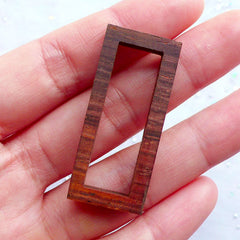 Rectangular Open Bezel | Wood Resin Jewelry Making | Wooden Frame for Epoxy Resin Craft | Geometry Jewellery DIY (1 piece / 18mm x 41mm)