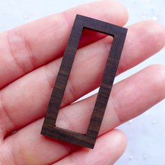 Rectangular Frame for Resin Art | Wooden Open Bezel for Wood Resin Jewellery DIY | Jewelry Setting for Epoxy Resin Craft (1 piece / 17mm x 41mm)
