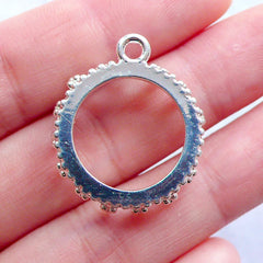 20mm Crown Bezel Setting Charms | Round Bezel Cup Pendant | Silver Bezel Tray | 20mm Cabochon Base | Cameo Holder | Jewelry Mounting (1 Piece / Silver / 23mm x 27mm)
