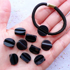 14mm Round Plastic Base for Hair Tie Making | Cabochon Base for Ponytail Holder | Elastic Hair Band Blanks | DIY Hair Accessories | Hair Jewellery Findings (15pcs / Black)