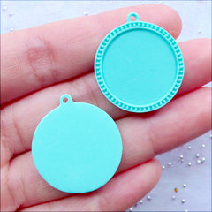 Kawaii Bezel Settings | Round Cabochon Bases | 20mm Cameo Holders | Resin Pendant Trays | Kitsch Jewellery DIY (4pcs / Aqua Marine)