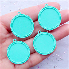 Kawaii Bezel Settings | Round Cabochon Bases | 20mm Cameo Holders | Resin Pendant Trays | Kitsch Jewellery DIY (4pcs / Aqua Marine)