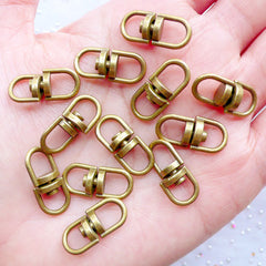 Swivel Connectors | Key Ring Connector | Keychain Findings | Key Fob DIY | Bag Charm Making | Jewellery Craft Supplies (12 pcs / Antique Bronze / 9mm x 19mm)