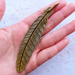Bronze Bookmark Blank | Antique Feather Bookmark | Metal Bookmark Charm Hook | DIY Gift for Book Lovers | Jewelry for Writers | Reading Accessory Making (1 piece / Antique Bronze / 2.2cm x 10.7cm)