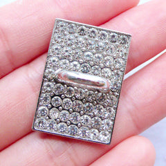 Phone Case Hook Cab | Phone Case Charm Connector | Sparkle Phone Case Accessories | Charm Holder | Luxury Decoden Supplies | Bling Bling Phone Embellishment (1 piece / Silver / 19mm x 27mm)