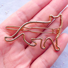 Cat Open Back Bezel Hair Clip for UV Resin Jewelry DIY | Kawaii Hair Findings | Deco Frame for Resin Filling | Hollow Bezel Bases for Resin Art | Animal Jewellery (1 piece / Gold / 53mm x 36mm)