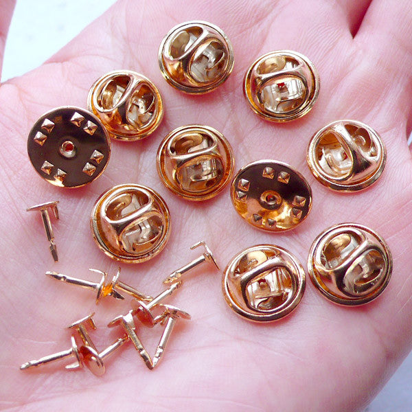 Tie Tack Blank Pins with 5mm Glue On Pad, Clutch Pin Back, Lapel Pin, MiniatureSweet, Kawaii Resin Crafts, Decoden Cabochons Supplies