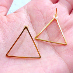 Triangle Open Frame Stud Earrings | Geometric Deco Frame for UV Resin Filling | Kawaii Jewelry Findings (1 Pair / Gold / 24mm x 21mm)