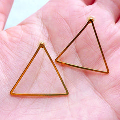 Triangle Open Frame Stud Earrings | Geometric Deco Frame for UV Resin Filling | Kawaii Jewelry Findings (1 Pair / Gold / 24mm x 21mm)