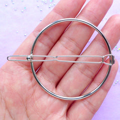 Round Open Back Bezel Hair Clip | Kawaii UV Resin Jewelry Supplies | Geometric Deco Frame for Resin Filling (1 piece / Silver / 51mm)