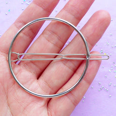 Round Open Back Bezel Hair Clip | Kawaii UV Resin Jewelry Supplies | Geometric Deco Frame for Resin Filling (1 piece / Silver / 51mm)