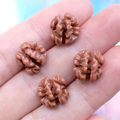 Decoden Dollhouse Walnut Cabochons (4pcs / 6mm x 12mm) Kawaii Miniature Food Craft Fake Nut Topping Whimsical Cellphone Case Deco FCAB008