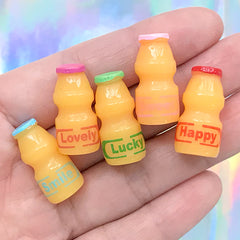 Dollhouse Miniature Milk Beverage in 3D | 1:6 Scale Doll House Drink Bottle | Mini Groceries (5 pcs / Assorted Color Mix / 11mm x 23mm)