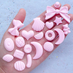 10 x Pink Assorted Mix Kawaii Decoden Kit Cute Cabochons - Malaysia Clay Art