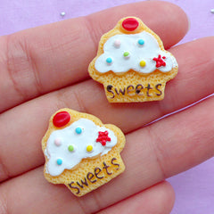 Dollhouse Sugar Cookie Cabochons | Miniature Cupcake Cookies | Fake Sweet Cabochon | Decoden Supplies | Kawaii Sweets Deco (2pcs / 20mm x 20mm / Flat Back)