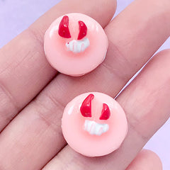 French Macaron Cabochons / Patisserie Cabochon (2pcs / 17mm x 12mm / Strawberry Pink) Doll Food Dollhouse Dessert Miniature Sweets FCAB114