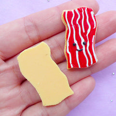 Fake Sugar Cookie Cabochons in Bacon Shape | Kawaii Cookies | Resin Cabochon | Phone Case Decoration (2pcs / 20mm x 33mm / Flat Back)