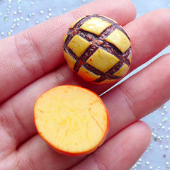 DEFECT Melon Bread Cabochon Melonpan Cross Bun Bread (2pcs / 23mm x 13mm / 3D) Dollhouse Bakery Miniature Food Kawaii Decoden Magnet Making FCAB155