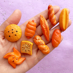 Dollhouse Bread Assortment | Miniature Food Decoden Cabochons | Faux Sweets Jewelry DIY | Kawaii Craft Supplies (9pcs / 20mm to 44mm)