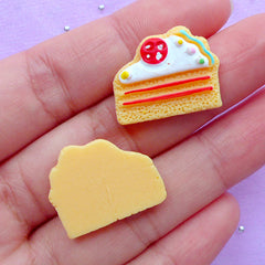 Cake Sugar Cookie Cabochons | Dollhouse Sweet Cabochon | Doll Food Jewellery Supplies | Kawaii Decoden Supplies (2pcs / 21mm x 17mm / Flat Back)