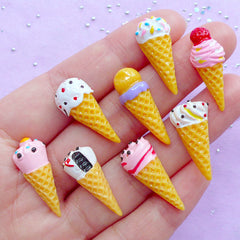 Assorted Ice Cream Cabochons | Kawaii Phone Case Deco | Dessert Cabochon | Decoden Supplies | Miniature Sweets Deco (8pcs / Colorful Mix / Flat Back)
