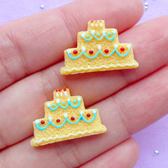 Wedding Cake Sugar Cookie Cabochons | Birthday Cake Cabochon | Miniature Food Jewellery DIY | Kawaii Supplies (2pcs / 22mm x 14mm / Flat Back)