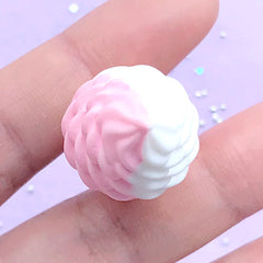Kawaii Strawberry Ice Cream Cabochon | Doll House Food | 3D Sweet Deco | Fake Dessert Jewellery DIY (1 piece / Pink / 20mm x 48mm)