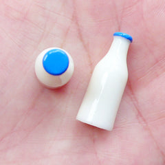 Milk Bottle Cabochon | Dollhouse Miniature Drink | Kawaii Decoden Supplies (2pcs / 9mm x 25mm)