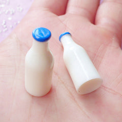 Milk Bottle Cabochon | Dollhouse Miniature Drink | Kawaii Decoden Supplies (2pcs / 9mm x 25mm)