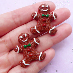 Kawaii Cabochons | Gingerbread Man Cabochon | Sweets Deco (2pcs / 24mm x 28mm)