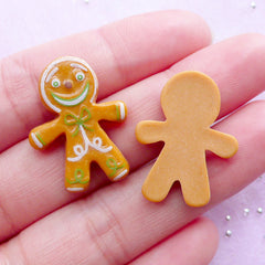 Decoden Cabochons | Gingerbread Man Cabochon | Sweets Deco Supplies (2pcs / 19mm x 25mm)