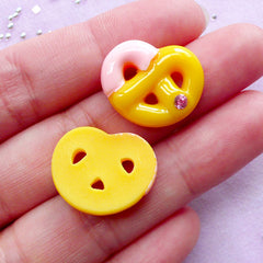Strawberry Palmier Cabochons with Rhinestones | Kawaii Decoden Supplies (2 pcs / 20mm x 16mm)