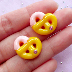 Strawberry Palmier Cabochons with Rhinestones | Kawaii Decoden Supplies (2 pcs / 20mm x 16mm)