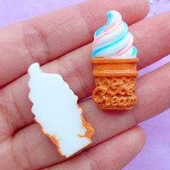 Ice Cream Resin Cabochons | Sweet Deco Supplies | Kawaii Phone Case | Sweets Decoden Cabochon (2pcs / 15mm x 30mm / Flat Back)