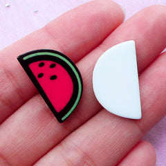 Watermelon Acrylic Cabochons | Decora Kei Accessories Making | Kawaii Decoden Supplies (3 pcs / 21mm x 12mm)