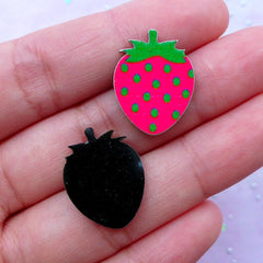 Strawberry Acrylic Cabochons | Kawaii Harajuku Kei Accessories Making | Decoden Pieces (4 pcs / 15mm x 20mm)