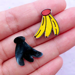 CLEARANCE Banana Acrylic Cabochons | Kawaii Decora Kei Accessories Making | Harajuku Decoden Pieces (4 pcs / 18mm x 19mm)