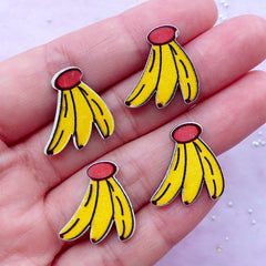 CLEARANCE Banana Acrylic Cabochons | Kawaii Decora Kei Accessories Making | Harajuku Decoden Pieces (4 pcs / 18mm x 19mm)