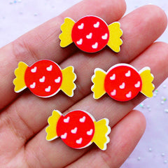 Acrylic Cabochon Supplies | Candy Cabochons | Kawaii Hair Bow Center | Decoden Phone Case (4 pcs / 13mm x 21mm)