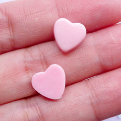Kawaii Heart Chocolate Cabochons | Fake Toppings | Decoden Supplies | Mini Sweets Deco (Pink Strawberry / 4 pcs / 10mm x 10mm)