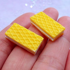Wafer Biscuit Cabochons | Miniature Sweets Cabochon | Phone Case Deco | Kawaii Decoden Supplies (2pcs / 10mm x 21mm)