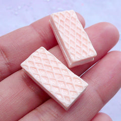 Strawberry Wafer Biscuit Cabochons | Decoden Cabochons | Kawaii Phone Case Sweets Deco (Pink / 2pcs / 10mm x 21mm)