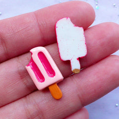 Dollhouse Popsicle Cabochons | Kawaii Cabochons | Decoden Phone Case Supplies (Pink & Red / 2pcs / 11mm x 21mm)